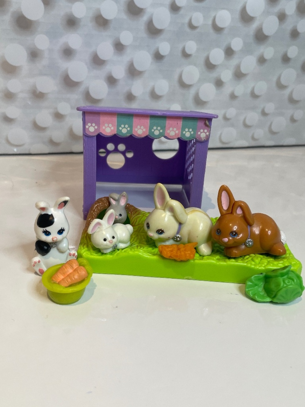 Vintage Littlest Pet Shop 🐰Mommy & Baby Bunnies Playset